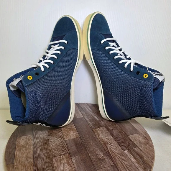 Diesel S-Dvelows High Top Sneakers Mens 12.5 Navy Blue Suede Mesh Casual Shoes